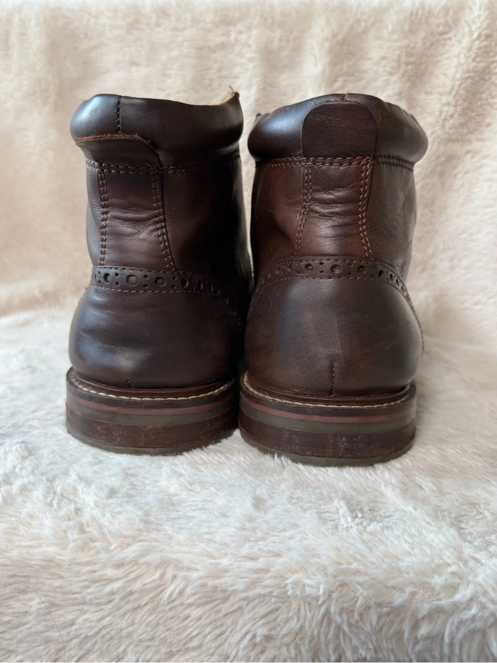 Florsheim Mens Fenway Brogue Cap-toe Boots Chocolate Leather Mens Sz 9.5